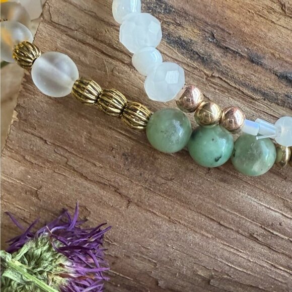 Alquimia Silver and Green Beaded Necklace - Picture 3 of 4